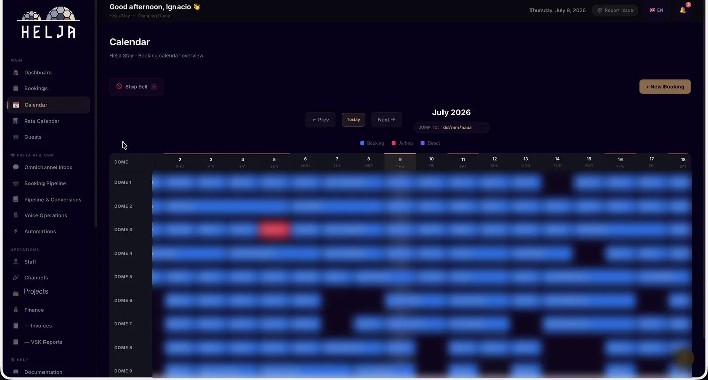 Operations booking calendar